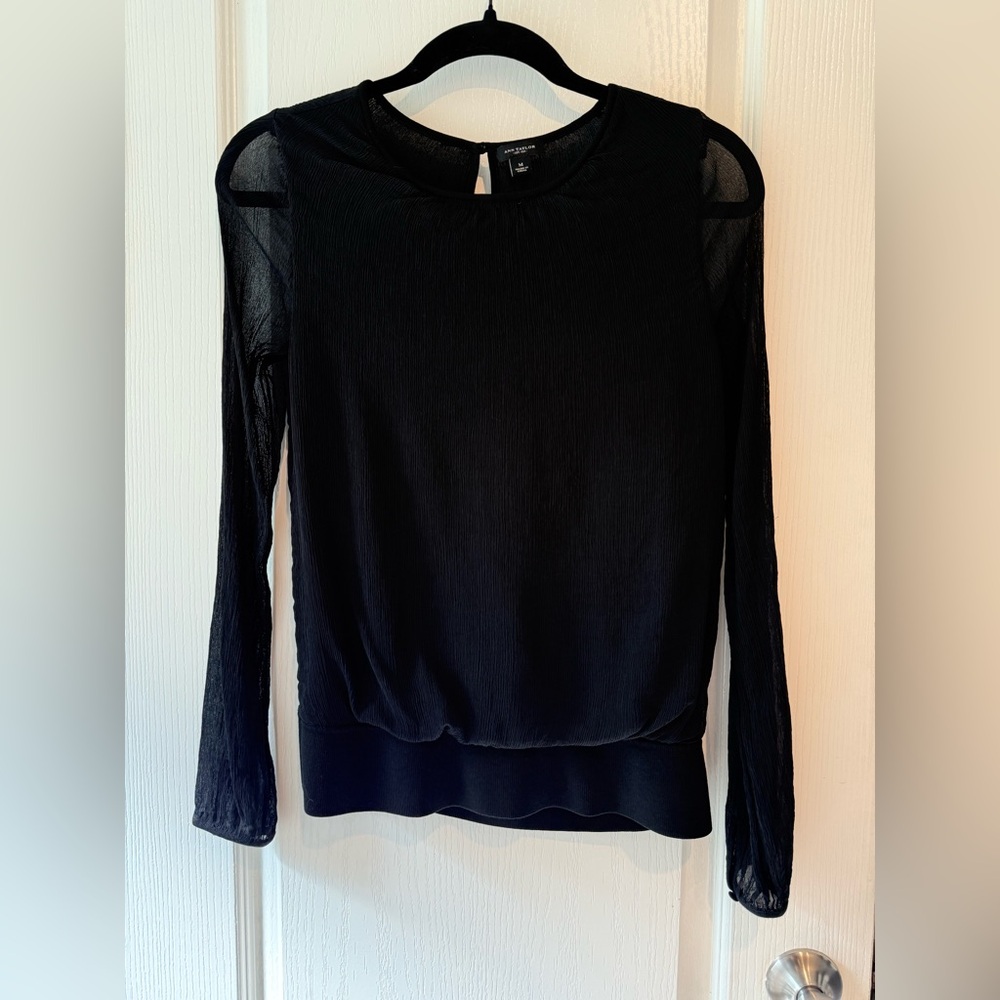 Ann Taylor Black Blouse Elegant Design